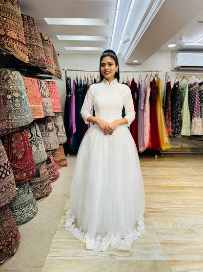 "White Beaded Tulle Ball Gown Wedding Dress" Product code -2115
