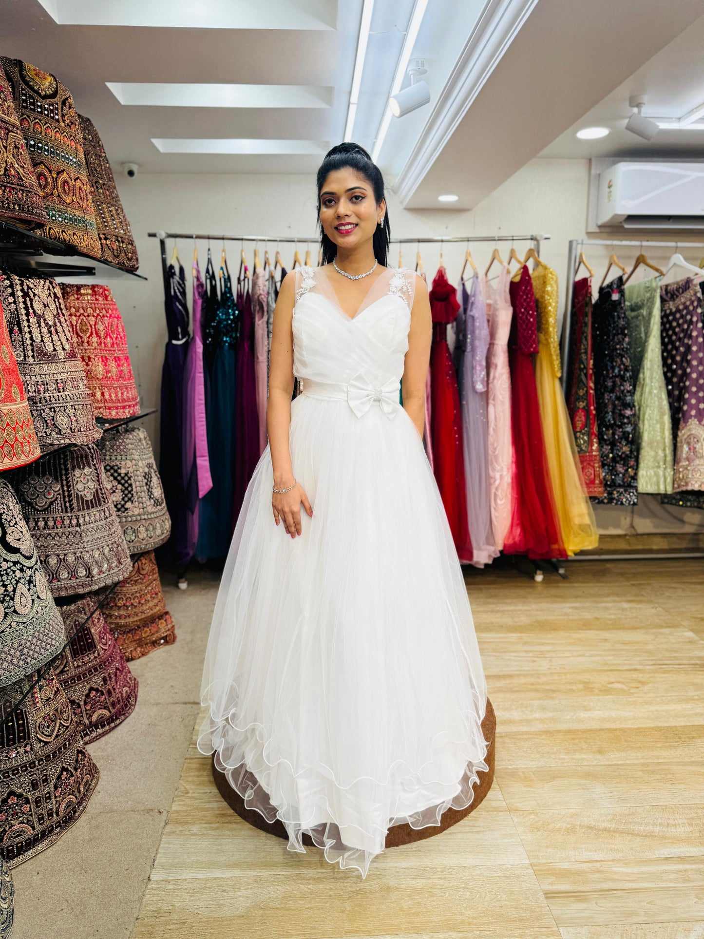 "Imperial Grace Bridal Ball Gown with Embroidered Lace & Without Sleeve" Product code - 2101