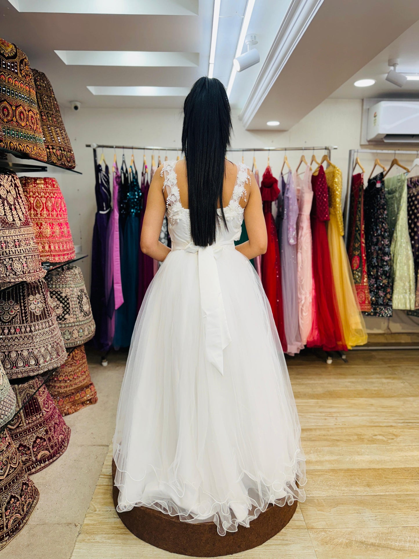 "Imperial Grace Bridal Ball Gown with Embroidered Lace & Without Sleeve" Product code - 2101