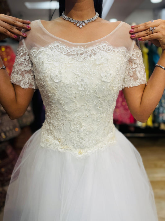 "White Beaded Tulle Ball Gown Wedding Dress" Product code - 2009