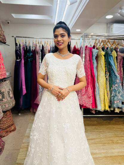 "White Beaded Tulle Ball Gown Wedding Dress" Product code - 2008