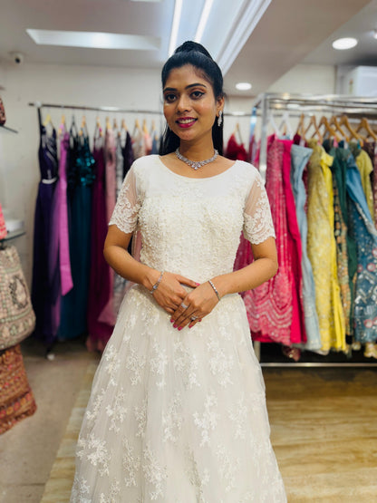 "White Beaded Tulle Ball Gown Wedding Dress" Product code - 2008