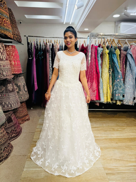 "White Beaded Tulle Ball Gown Wedding Dress" Product code - 2008