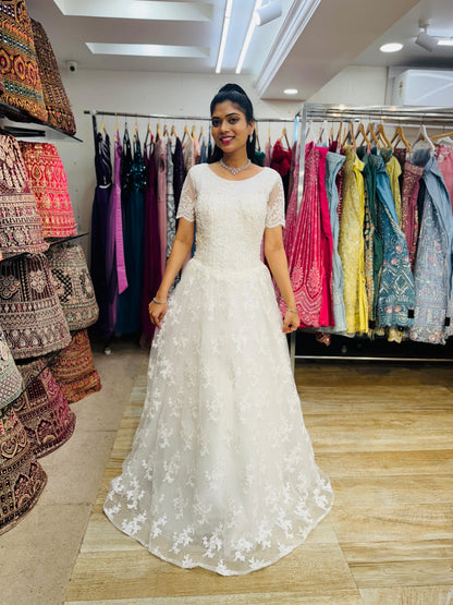 "White Beaded Tulle Ball Gown Wedding Dress" Product code - 2008
