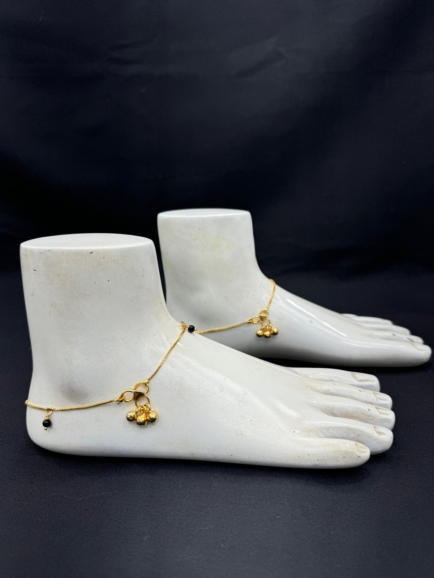 Elegant Gold With Black Beads  Anklet" Product code - 6302