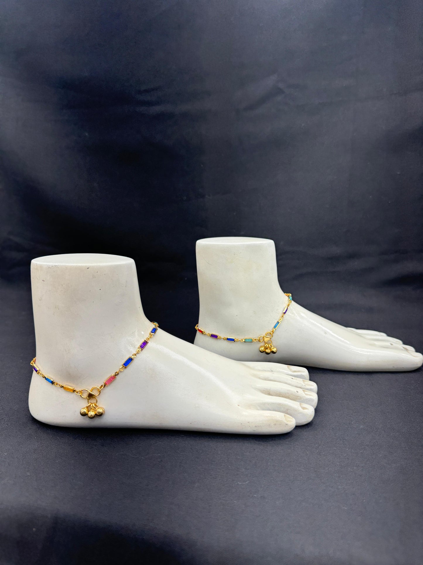 "Elegant Gold With Multi Colour Stone Anklet" Product code - 6756