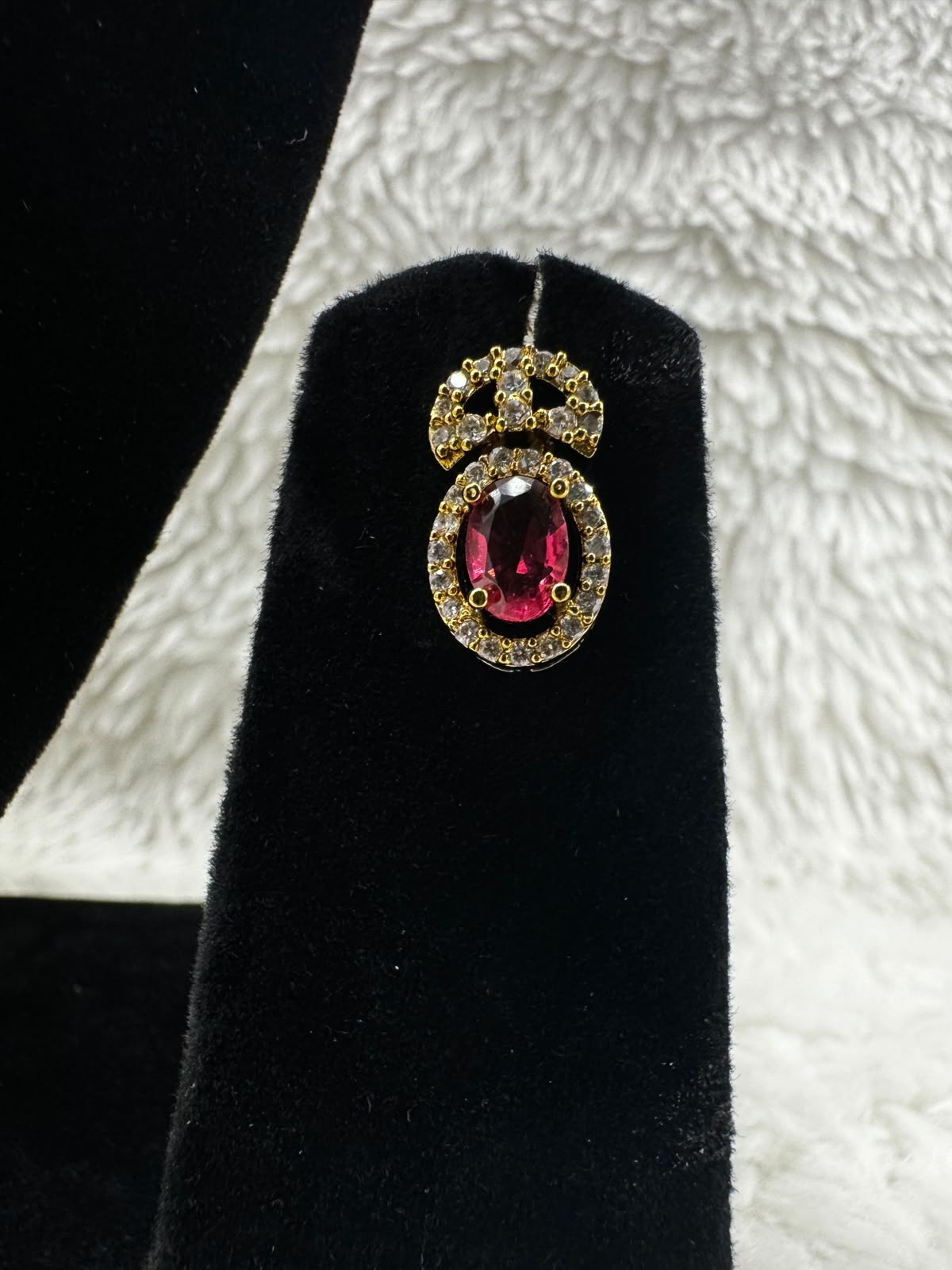 Gold Plated Ruby Red Stone Choker set with AD stones-7455