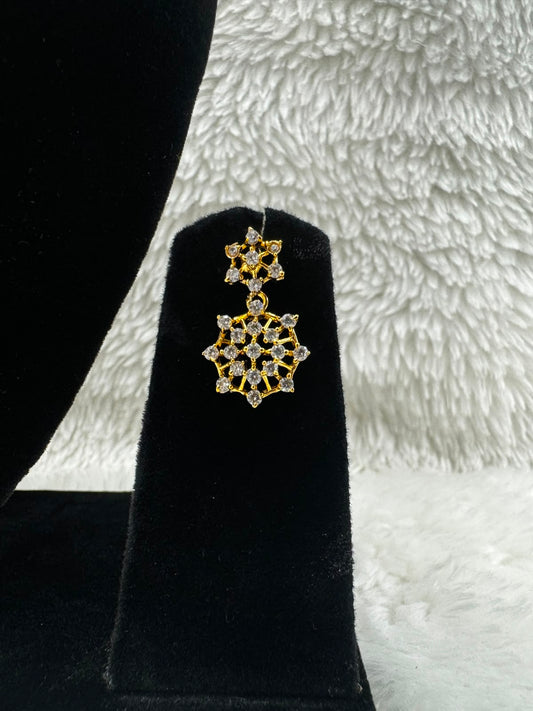 Elegant Gold-Tone Floral Crystal Necklace & Earring Set-7468