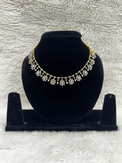 Elegant Floral CZ Necklace & Earrings Set -7473