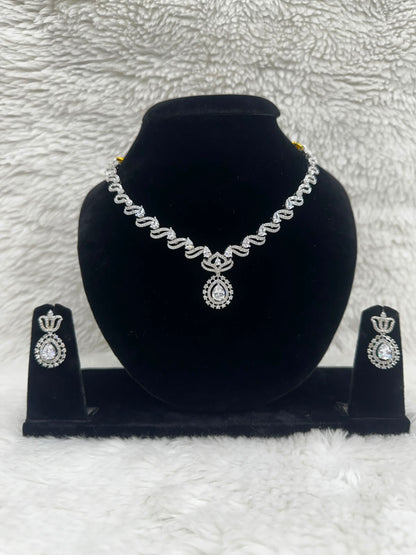 Elegant Crystal Statement Necklace & Matching Earrings Set- 7483