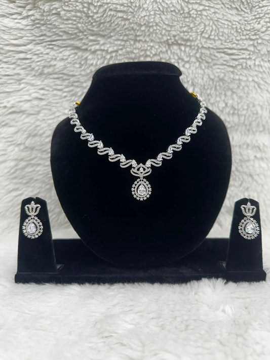 Elegant Crystal Statement Necklace & Matching Earrings Set- 7483