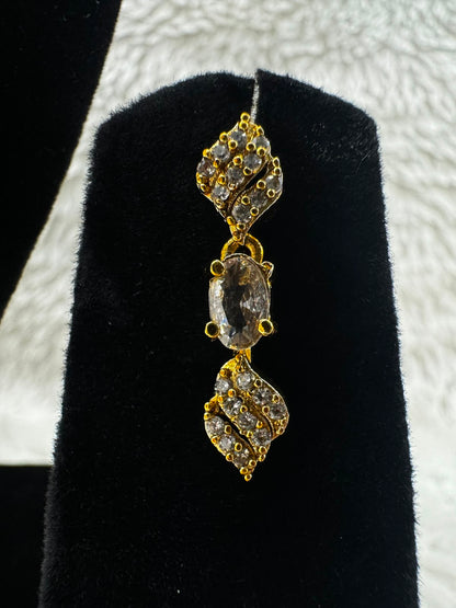Elegant Gold-Tone Leaf Motif Necklace & Earrings Jewelry Set -7459