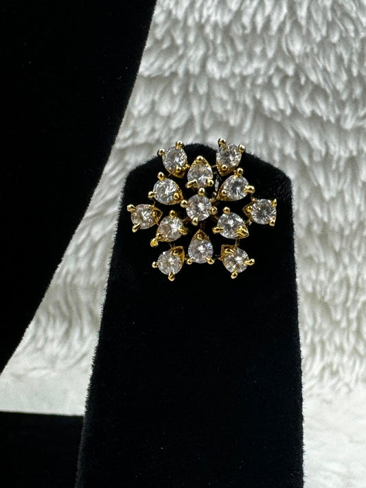 Elegant Gold-Tone Leaf Crystal Necklace & Earring Set-7456