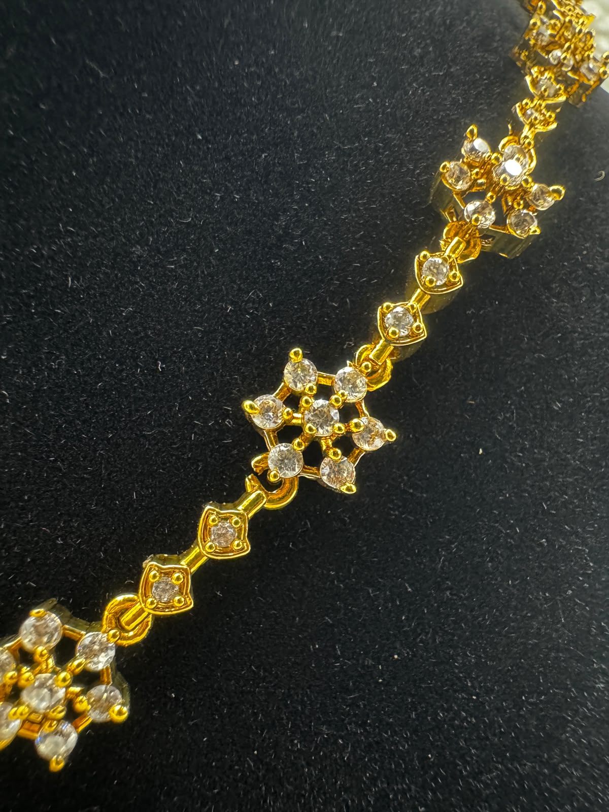 Elegant Gold-Tone Floral Crystal Necklace & Earring Set-7468