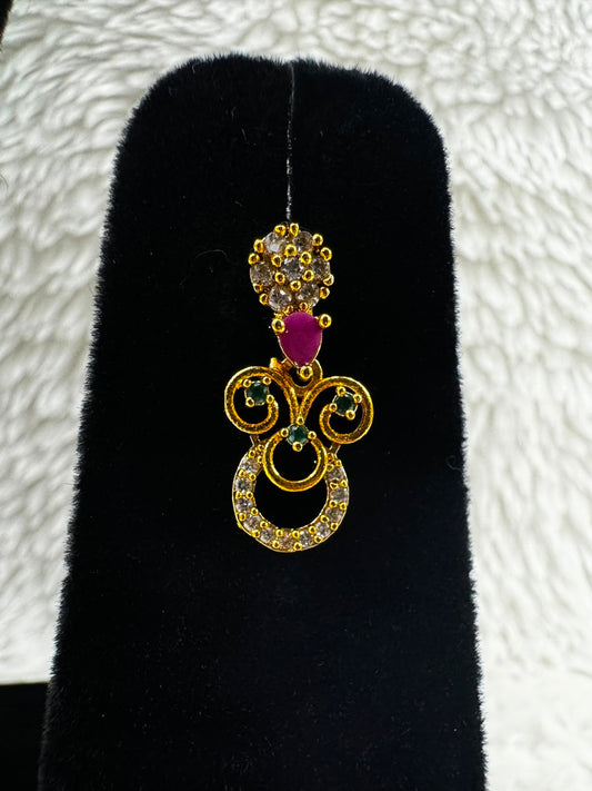Elegant Gold-Tone Pink Stone Necklace & Earrings Set-7476
