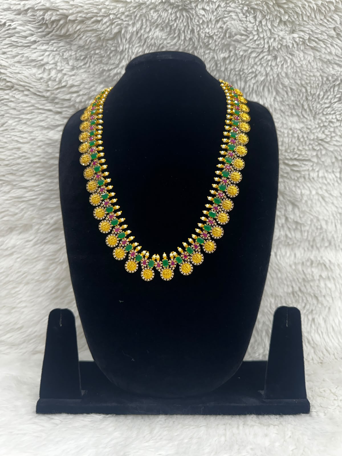 Elegant Green and Gold Bridal Necklace ang Earring set-7488