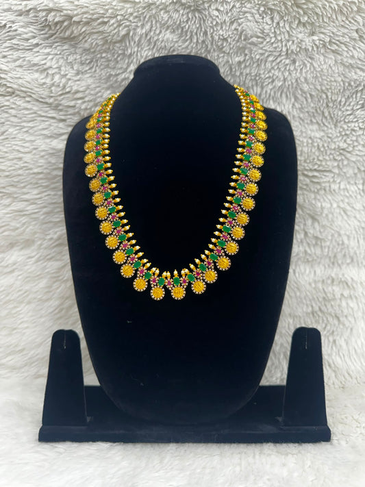 Elegant Green and Gold Bridal Necklace ang Earring set-7488