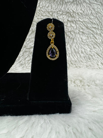 Royal Teardrop Gold Necklace and Classic gold Necklace with Gemstone pendants -2399