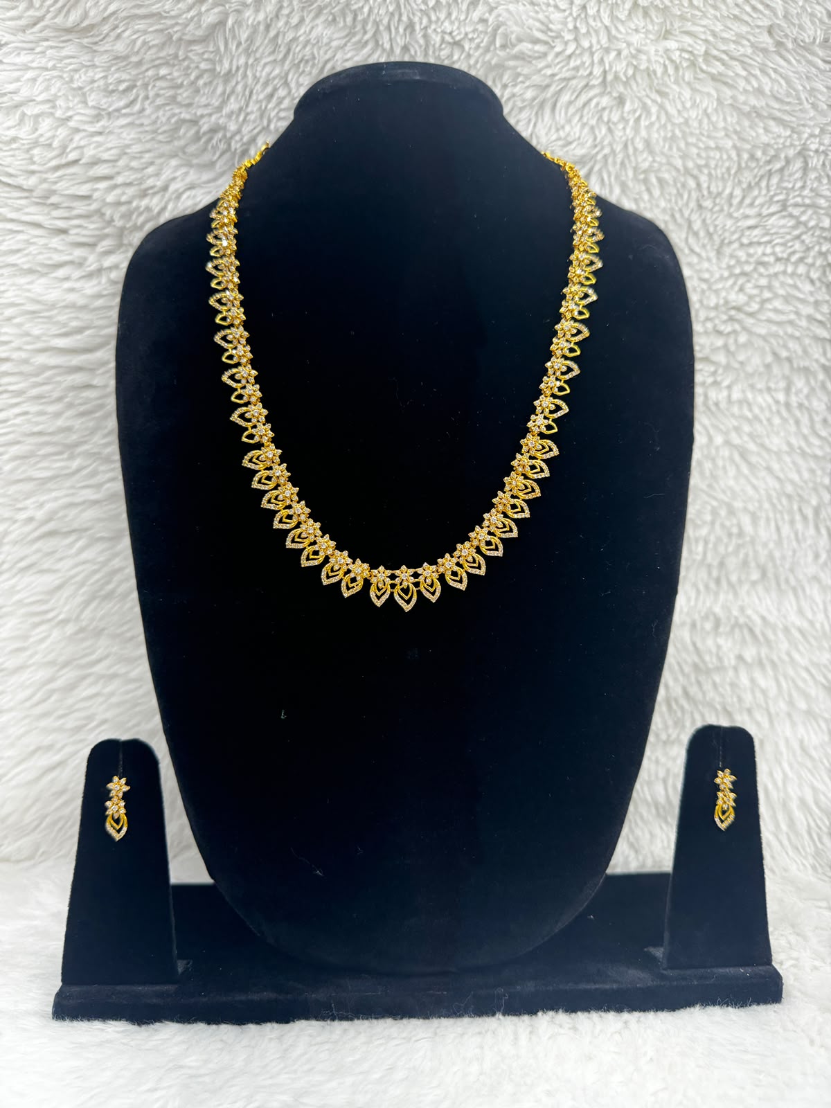 Golden Crystal Bridal Headpiece and Earrings set -7492