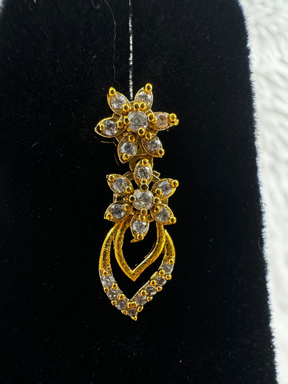 Golden Crystal Bridal Headpiece and Earrings set -7492