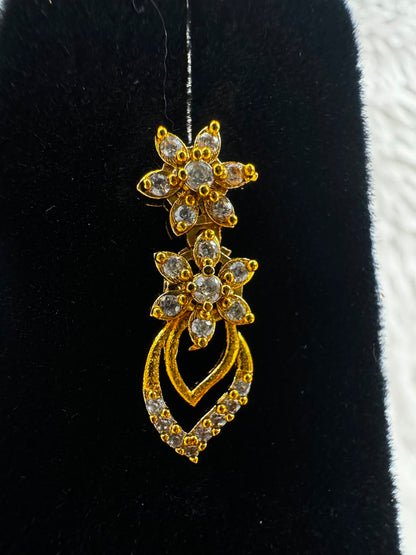 Golden Crystal Bridal Headpiece and Earrings set -7492
