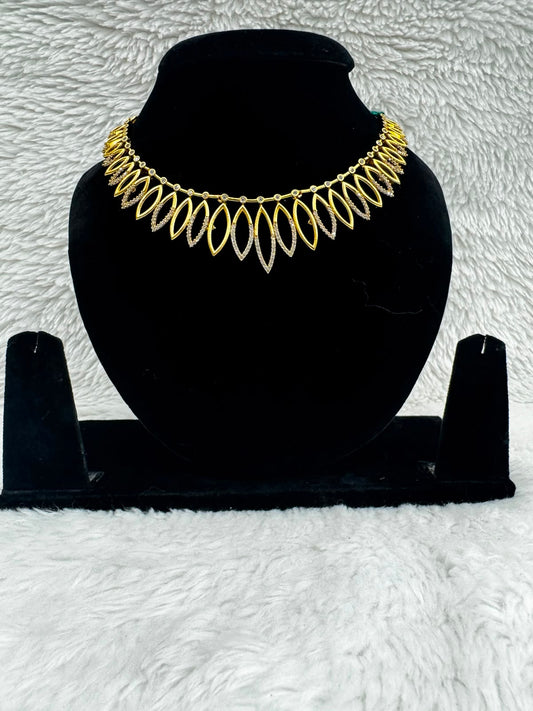 Golden Fringe Choker Necklace Royal Leaf pattern Gold Necklace-6938