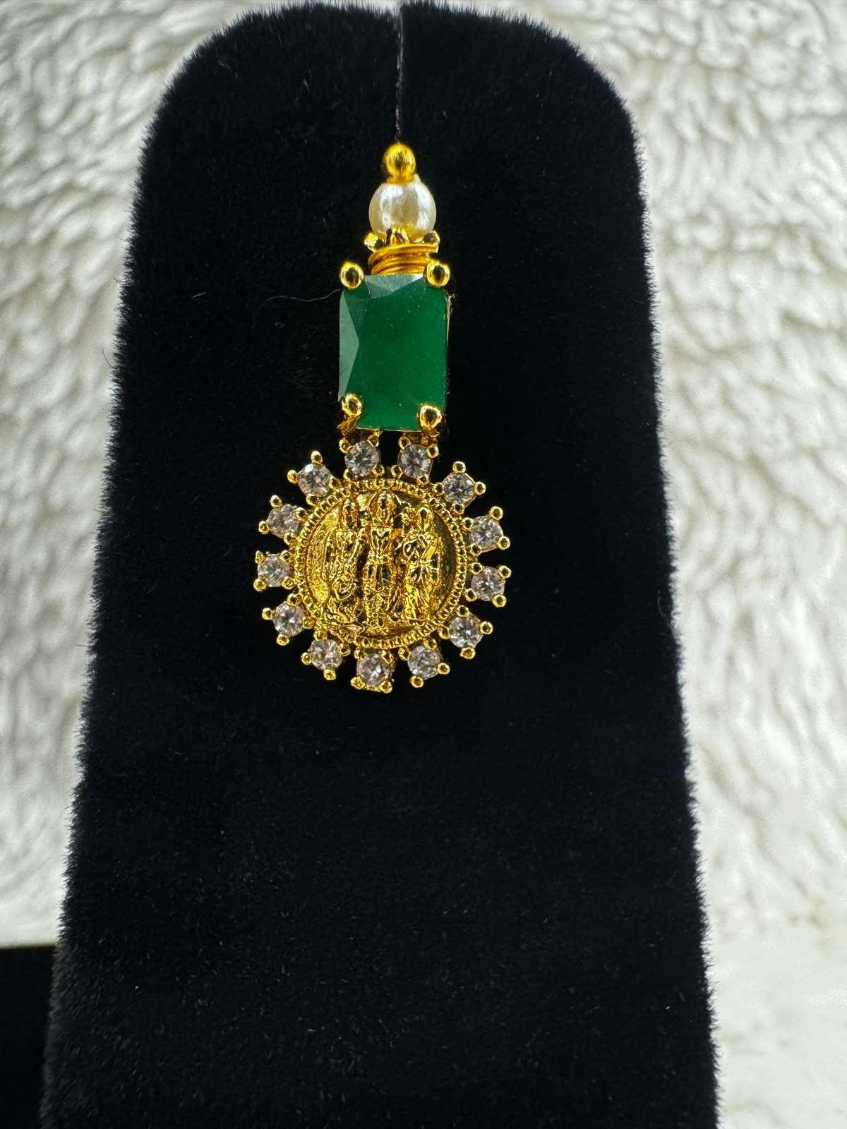 Elegant Green and Gold Bridal Necklace ang Earring set-7488