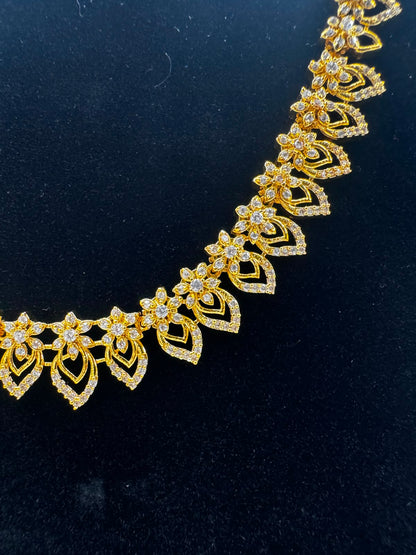Golden Crystal Bridal Headpiece and Earrings set -7492