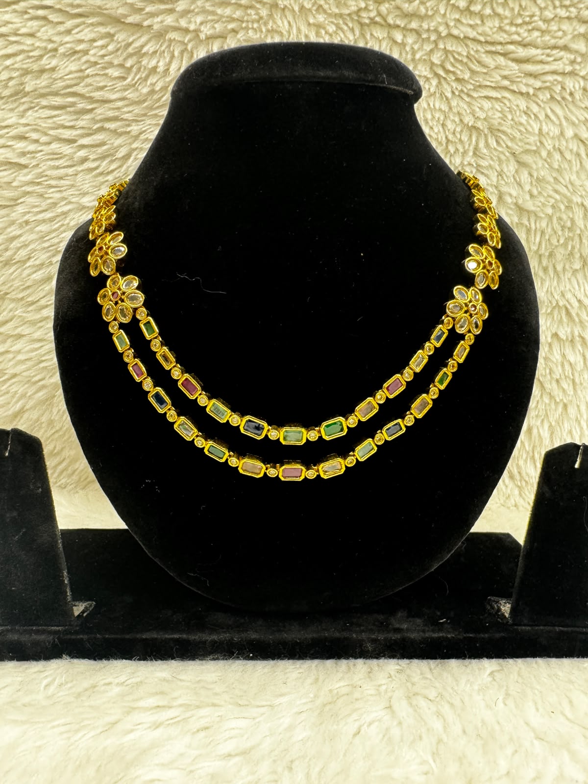 Elegant product and Emerald Glow 2 Layer Beaded Necklace set -7298