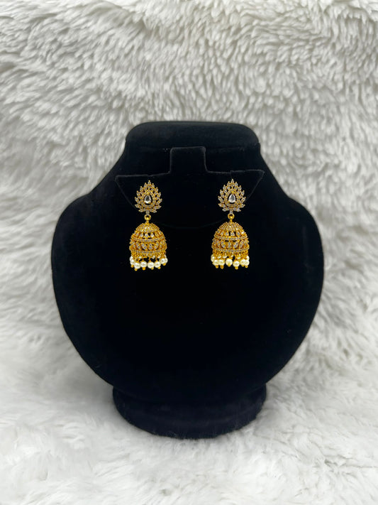Elegant Diamond style Jhumka Earrings-7531