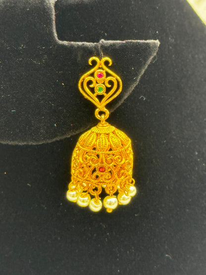 Antique Gold Designer Jhumka Treditional south indian Jewellery-7142