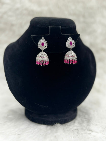 AntiqueGoldplated Ruby stone Jhumka Earrings-7243