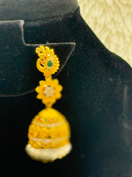AntiqueGoldplatedJhumkaEarrings-7413