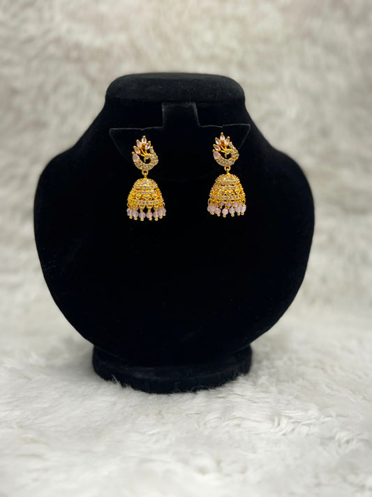 AntiqueGoldplatedJhumkaEarrings with stones-7239