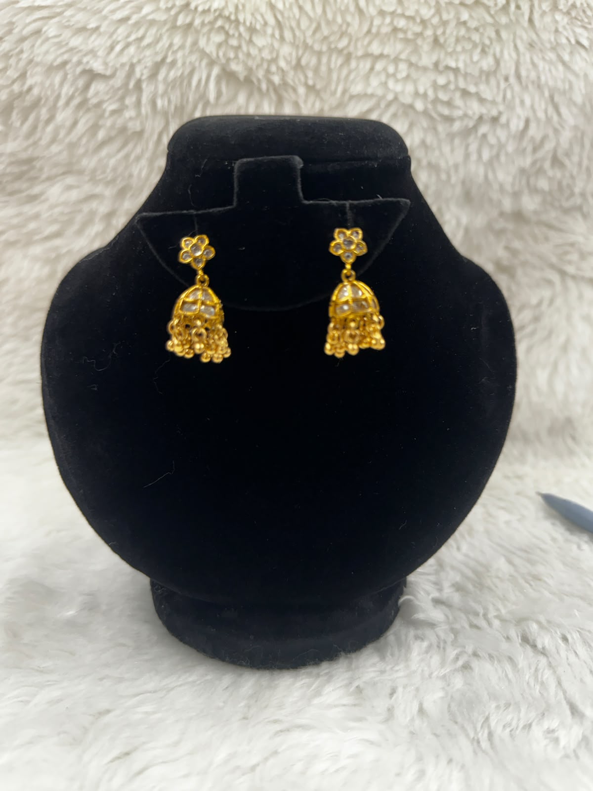 Classic Gold Jhumka Earringswith Bead Detailing-6325