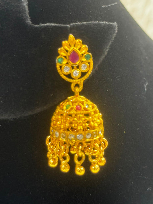 ElegantGold Tone Temple Earrings-7022