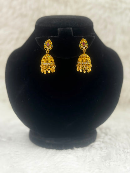 ElegantGold Tone Temple Earrings-7022