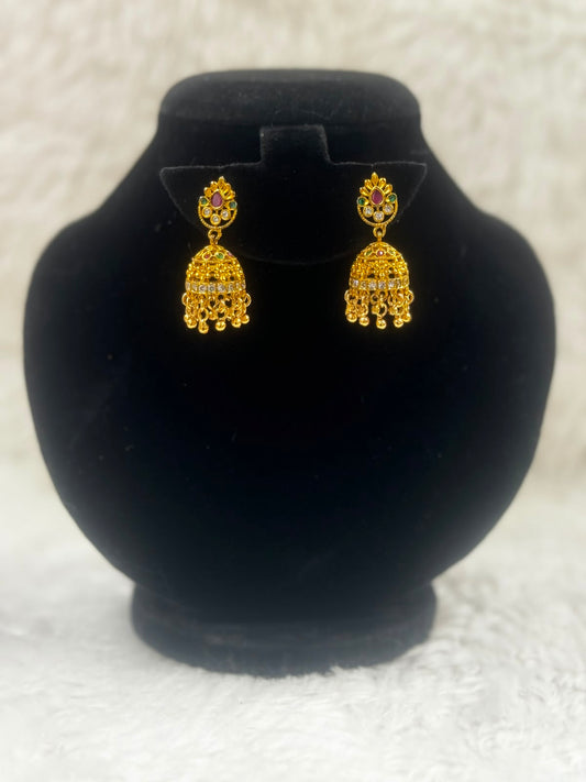 ElegantGold Tone Temple Earrings-7022