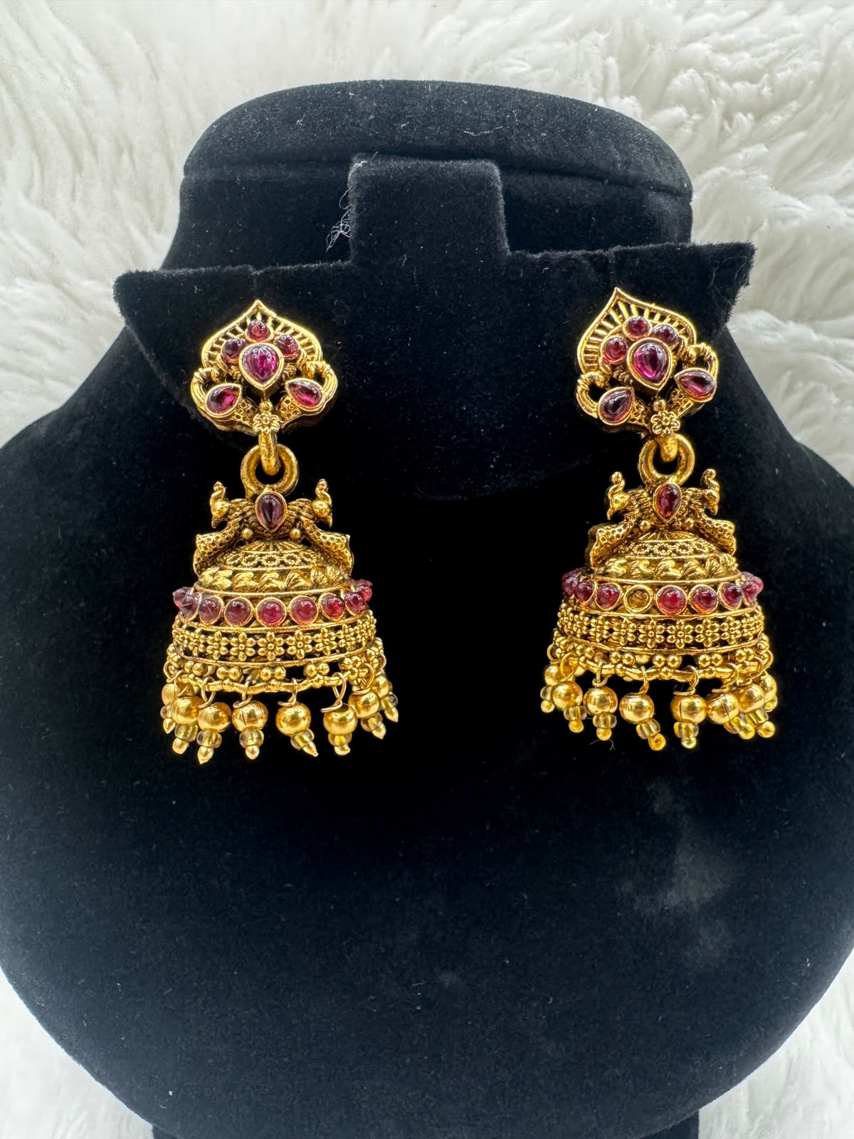Gold plated Earrings with Antique gold -7215