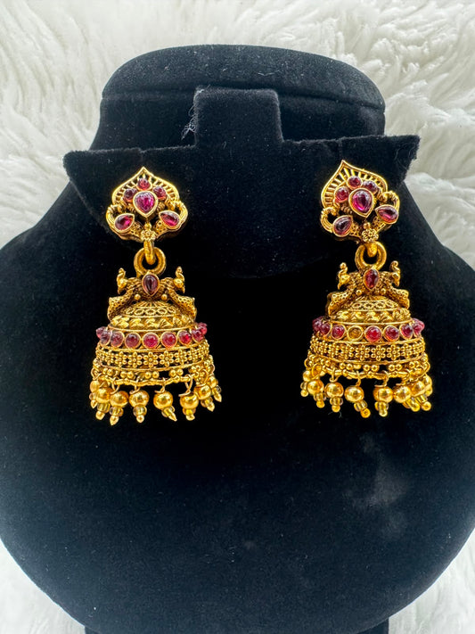 Gold plated Earrings with Antique gold -7215