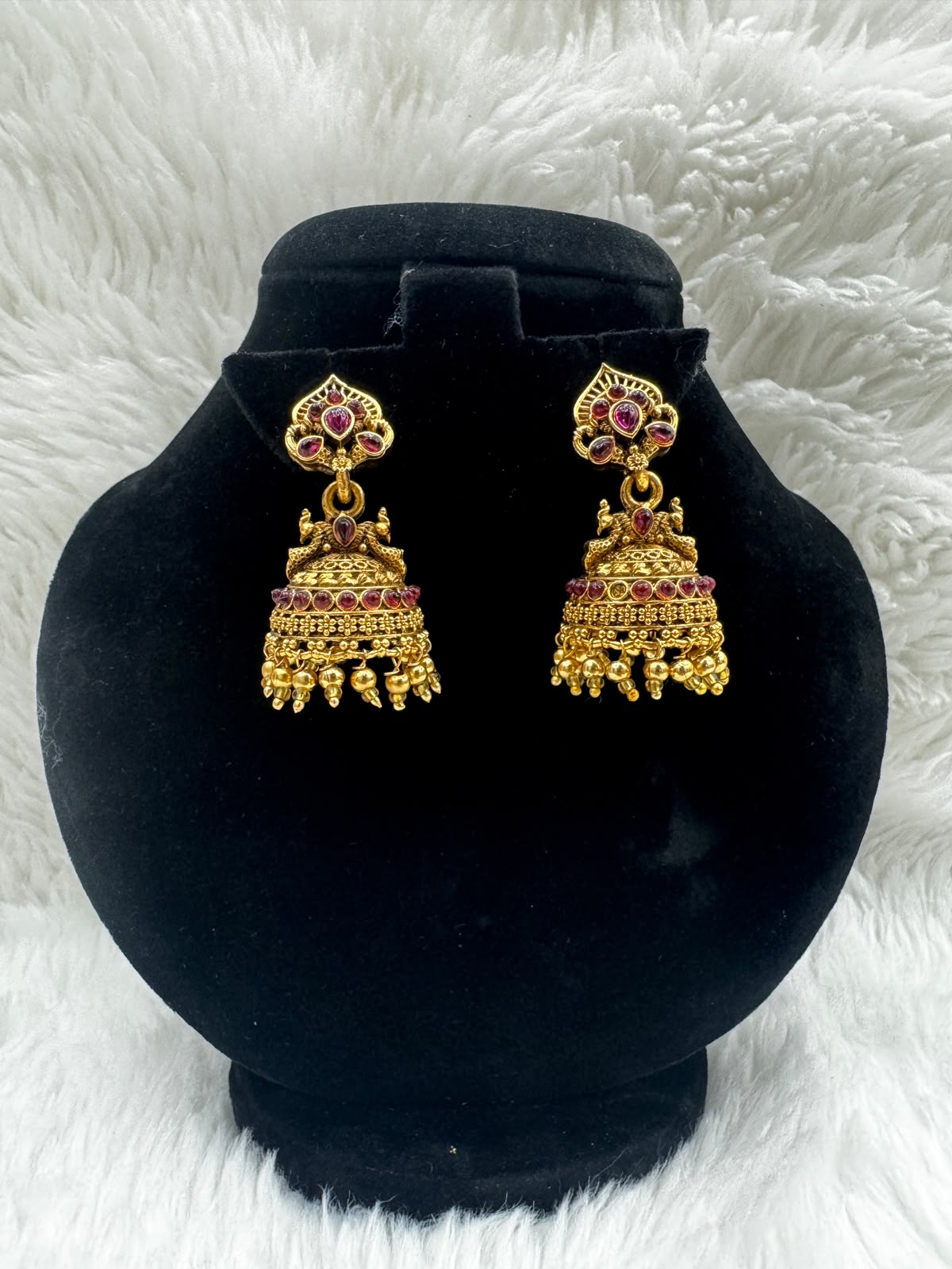 Gold plated Earrings with Antique gold -7215