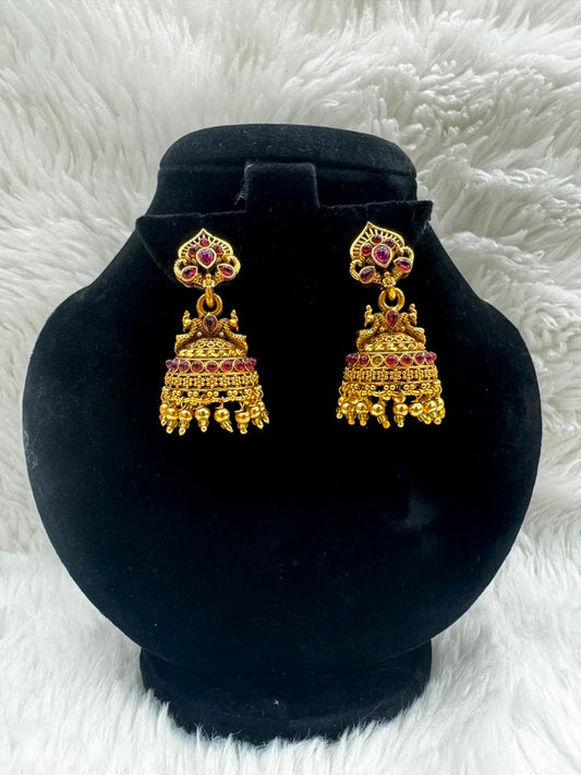 Gold plated Earrings with Antique gold -7215
