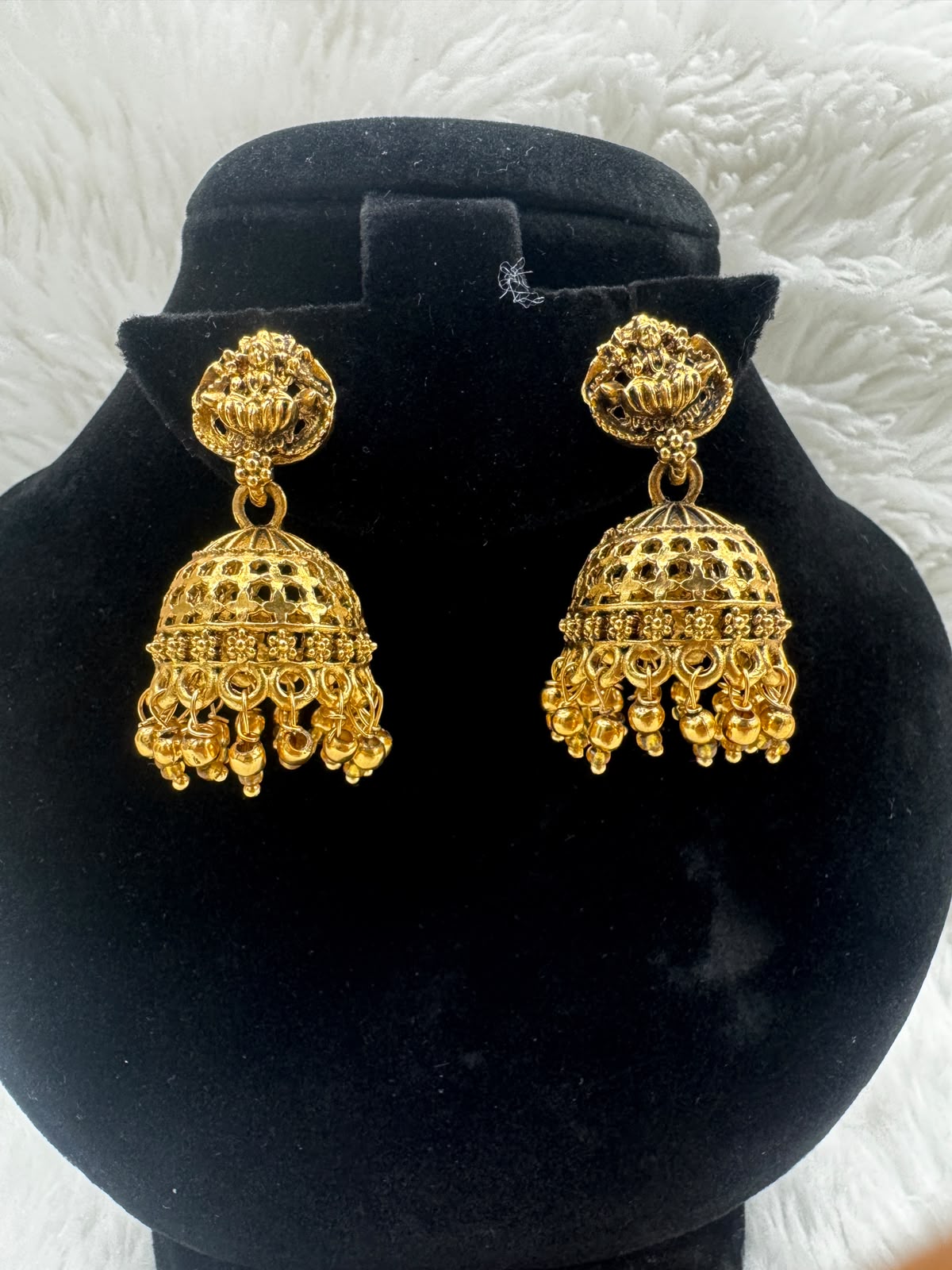 Antique gold Plated Jaali Jhumka Earrings -7231