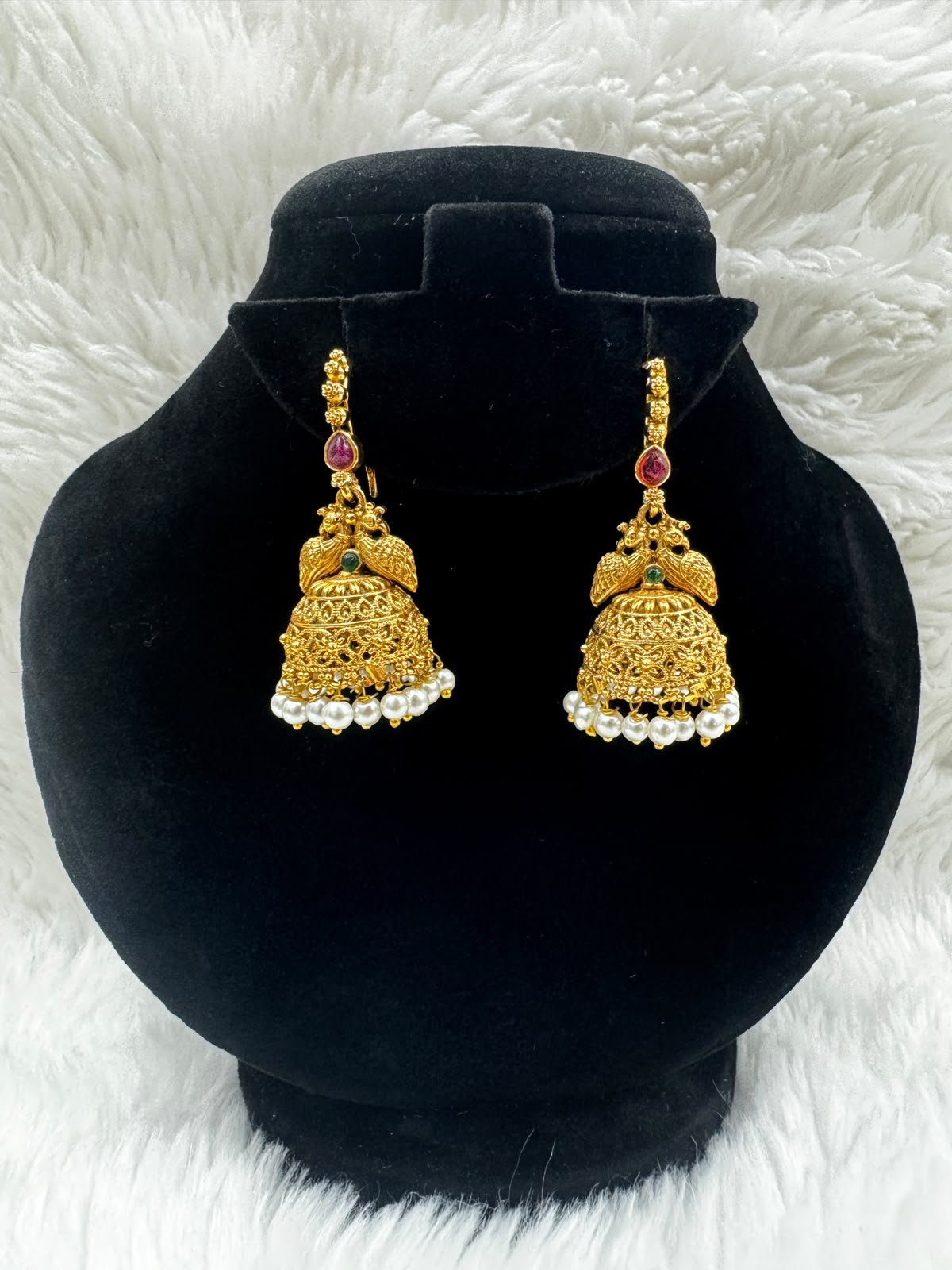 Antique Gold plated Jhumka Earrings-7386