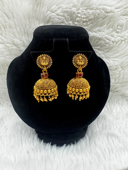 AntiqueGoldplatedJhumkaEarrings set-7203