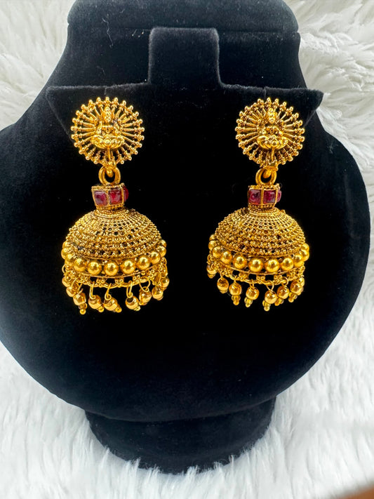 AntiqueGoldplatedJhumkaEarrings set-7203