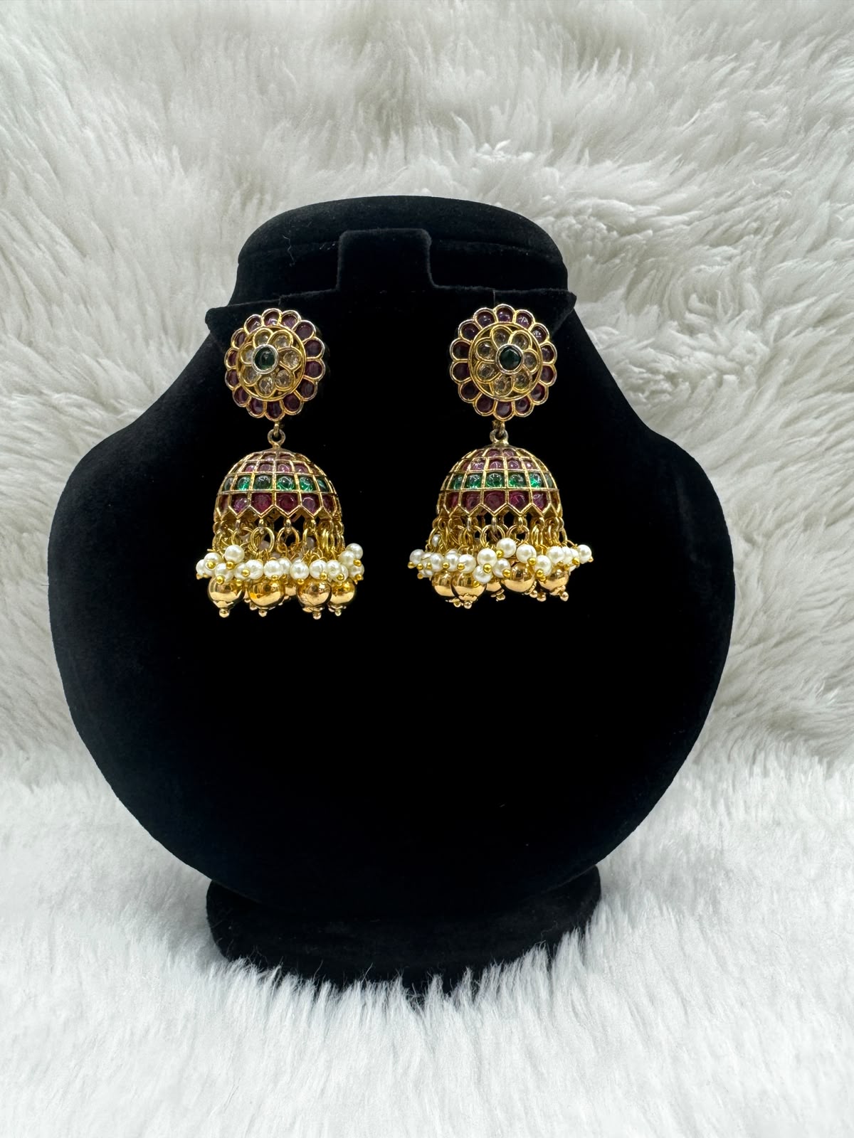 Antique Gold plated Jhumka Earrings with pearl Drop -6332