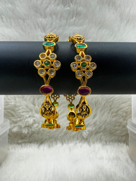 Elegant Multicolor Gemstone Gold-Tone Drop Earrings-6906