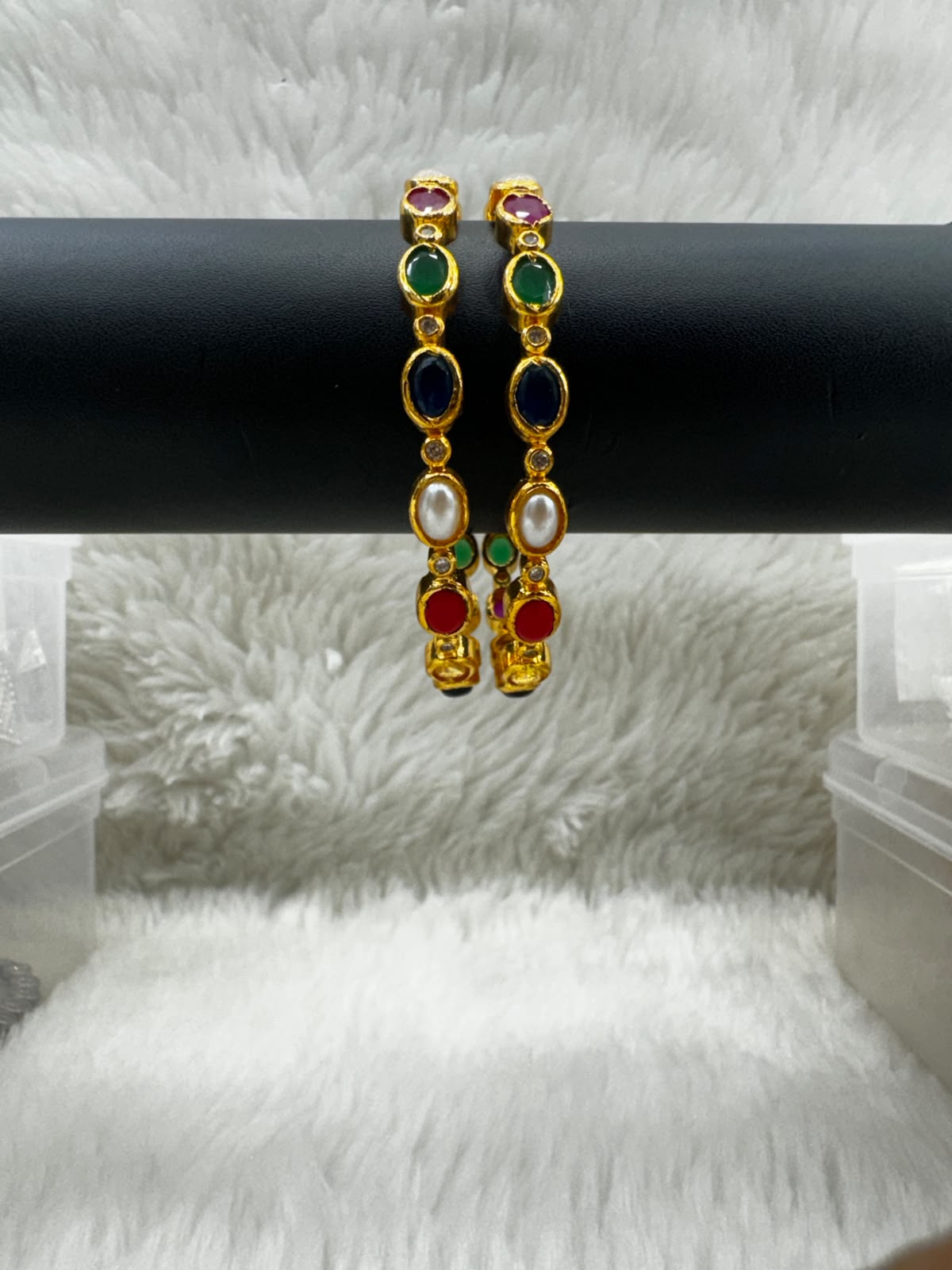 Elegant Gold-Plated Emerald & Crystal Drop Earrings-6399
