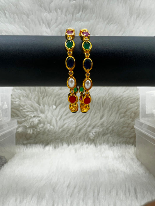 Elegant Gold-Plated Emerald & Crystal Drop Earrings-6399